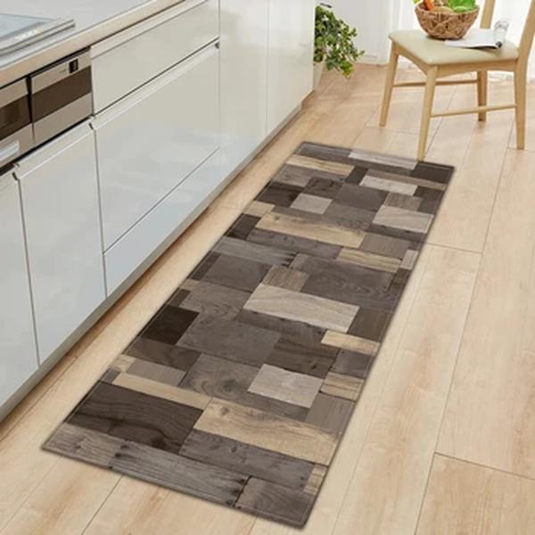 Modern Grain Wood Print Kitchen Floor Mat, Casa de Entrada Capacho, Home Living Room Quarto, Tapete Tatami Floor Decor, Tapete de banho