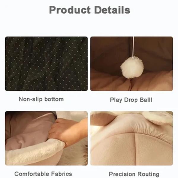 Caverna dobrável removível lavável para animais de estimação, Cama auto-aquecida para gatos e cães pequenos, Cabana confortável, Cama para dormir