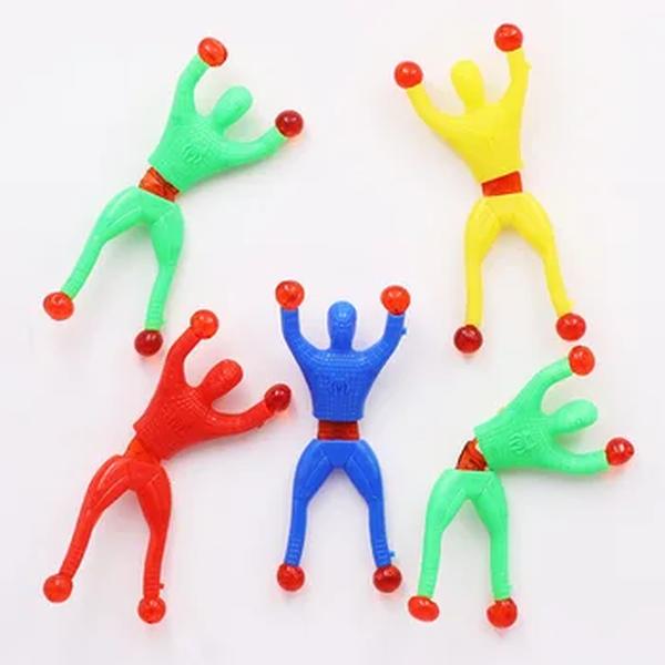5-50 pcs/set 8.5cm pegajoso brinquedo janela homem com mão pegajosa 3 brinquedos cor e anos sobre plástico pés adequados para crianças
