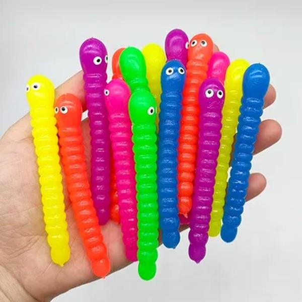 Colorido Caterpillar Worm Noodle Fidget Brinquedos, Stretch String TPR Rope, Anti String String, Stress Relief, Autismo Vent Brinquedos, 5Pcs