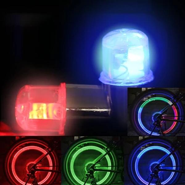 LED colorido carro pneu válvula Cap, ciclismo roda lanterna, Air Valve Stem Light Cap, Auto pneu acessório, 2pcs