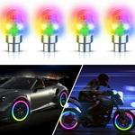 4 pçs colorido tampões de válvula de pneu de carro led motocicleta ciclismo roda lanterna raios hub lâmpada pneu tampas de roda acessórios de pneus automóveis