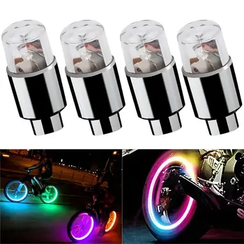 Colorido LED roda válvula Caps, Universal, Dustproof, motocicleta, carro, pneu, tampa, 4pcs