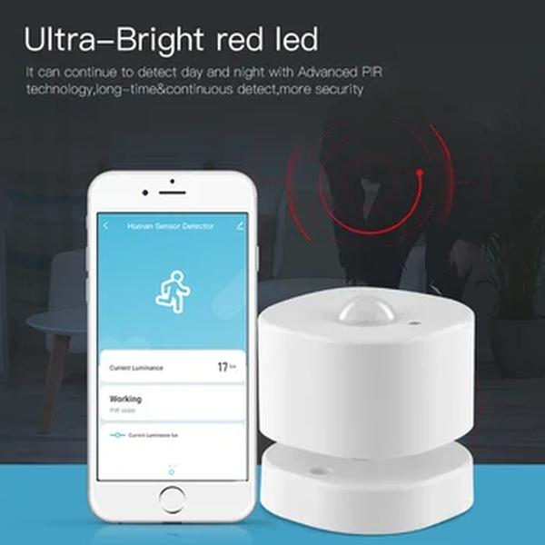MOES-Tuya ZigBee Sensor de Movimento PIR, Detector do Corpo Humano, Monitoramento Remoto App, Ligação Inteligente, Alarme de Automação Doméstica, Sistema de Segurança