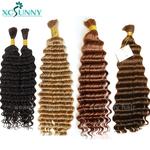 Cabelo humano em massa para trançar, onda profunda dupla desenhada, sem trama, tranças sem nós Boho, cor encaracolada, 30, 27