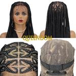 Queendom-Knotless Full Lace Trança Peruca para Mulheres, Jumbo Sintético, Coração Trançado, Cornrow Plait, Afro, 36"