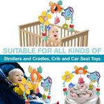 Montessori arco do bebê do brinquedo para recém-nascidos, atividade sensorial, carrinho de bebê do brinquedo para cama berço, assento seguro pendurado chocalhos, conforto brinquedos