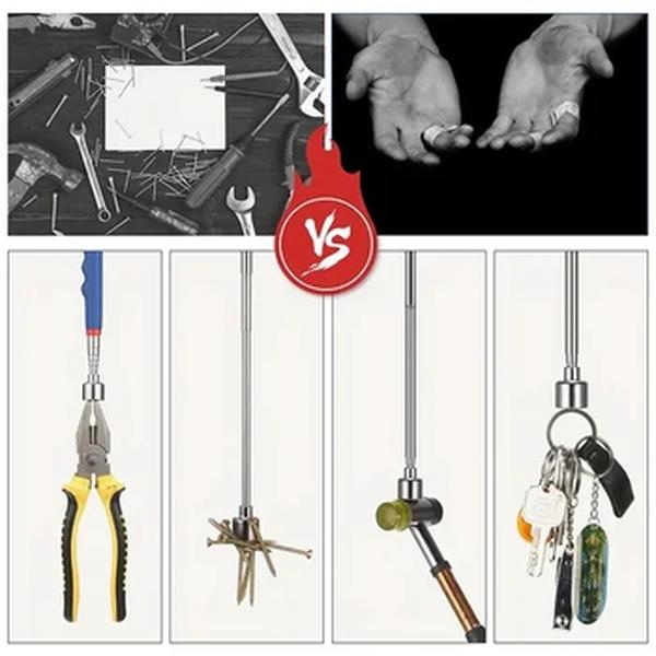 Magnética Telescópica Pick Up Tool, Ideal para Pequenas Ferramentas de Metal, Handyman DIY, Gordura, 20 Lbs Capacidade, Estende de 7 a 25"