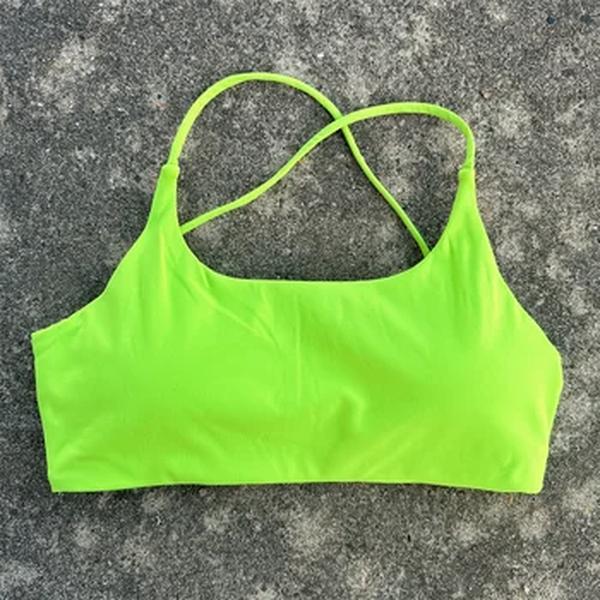 Sutiã de fitness monocromático para mulheres, colete de ioga, ginásio esporte top, costas ocas, almofada no peito, quatro alças, cross-back, push