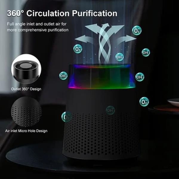 Smart Desktop Air Purifier, portátil, multifuncional, remover o formaldeído, filtro HEPA, UVC, carro, quarto, casa, H13