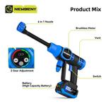 NewBeny-Lavadora de Alta Pressão sem Escova, 6 em 1, Sem Fio, Eficiente, Carro, Jardim, Lavagem de Ferramentas Elétricas, Makita 18V Battery, 200Bar