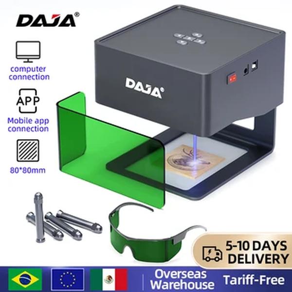 DAJA Mini Gravador A Laser Portátil, Máquina Bluetooth, Pintado Dog Tag Paper, Logotipo De Plástico De Couro De Madeira, CNC DIY