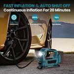 Bomba de ar elétrica sem fio com luz LED, carro pneu Inflator, Compressor de ar, bomba inflável, Makita 18V bateria, Novo