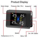 Dobrável Monitor Solar TPMS Sistema Monitoramento Pressão Pneus Ferramentas Diagnóstico Pneus Teste Sensores Tester Acessórios Automotivos