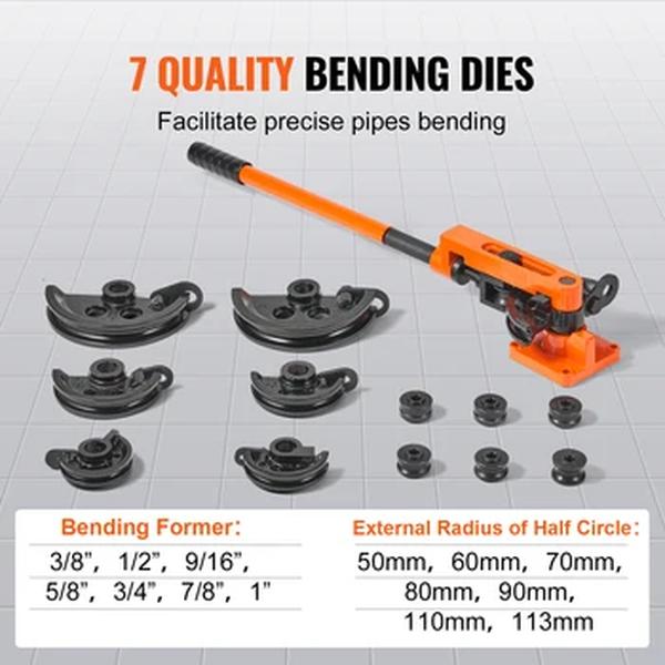 VEVOR-Manual Multifuncional Tubo Bender, 7 dobra morre, Aço e Cobre Tubo Bending Machine, Tipo Lever, Heavy Duty Tubo Bender Ferramentas
