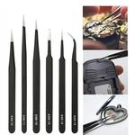 Aço inoxidável Pinças Precision Set, Ferramentas ESD Anti-Static Repair, Soldagem Ferramentas Artesanato, Eletrônica