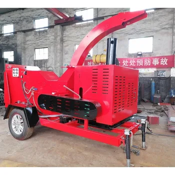 Móvel Diesel Powered Tambor Máquina Chipper De Madeira, Auto Hidráulica, Forced Feeding, Florestal, Log, Árvore Branch, Storm Waste Shredder