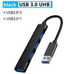 Divisor de alta velocidade para adaptador, 4 portas USB tipo C HUB, OTG para PC, acessórios de computador, cor preta, 3.0 2.0, novo