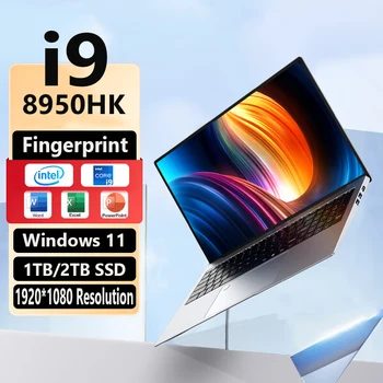 Impressão digital Desbloquear i9 Laptop, Windows 11 Notebook, Computador PC Gamer, Intel Core i9 8950HK, Escritório, Estudo, Jogos Laptops i9, 14.1 ", Novo