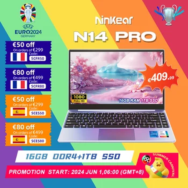 Ninkear-Portátil Ultraligh Laptop, N14 Pro, 14 &quot;, IPS, Full HD, Intel Core i7-1165G7, 16GB de RAM + 1TB SSD, Notebook, Windows 11
