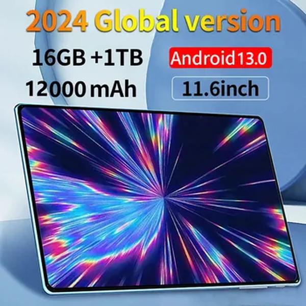 Tablet de Rede Bluetooth Android 13.0, 16GB RAM, 1TB ROM, 16MP, 32MP, 12000mAh, 10Core, WiFi, Novo, 11.6 ", 2022