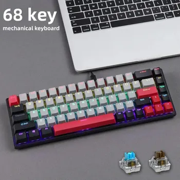 APAYADO-R680 Mini teclado mecânico, 68 teclas, conexão tipo C, suporta todas as teclas sem lavar, RGB