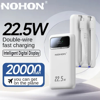 NOHON-Banco de Carregamento Rápido, Carregador de Bateria Externa Portátil, Banco de Potência para iPhone 14, Xiaomi, Samsung, 20000mAh, 22.5W