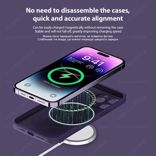 Caixa magnética de silicone líquido para iPhone, Magsafe Case, carga sem fio, Capa Acessórios, iPhone 11, 13, 12, 14, 15 Pro Max, Plus, Original