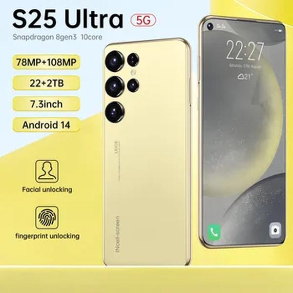 Android 14, Snapdragon 8gen3, 10Core, Dual SIM, 7800mAh, Desbloqueio de Telefone, Smartphone S25 Ultra-5G, Alta Definição, Novo