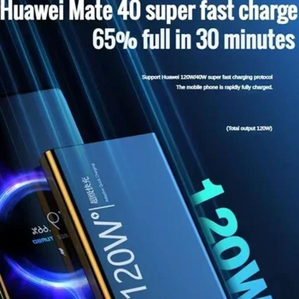 Lenovo-Banco de Potência de Alta Capacidade, 120W, 50000mAh, Carregador de Bateria Portátil para iPhone, Samsung, Huawei, Hot