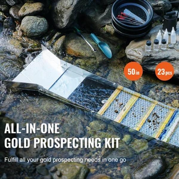Completa Shot Box Gold Panning Kit, liga de alumínio Gold Mining Equipment, Gold Prospecção Kit, 23 PCs, 16 PCs, 50 em, 12 em
