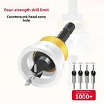 Broca Cônica de Profundidade Ajustável para Carpintaria Broca de Afundamento de Quatro Bordas Broca de Liga Cabeça Cone para Parafusos Escondidos