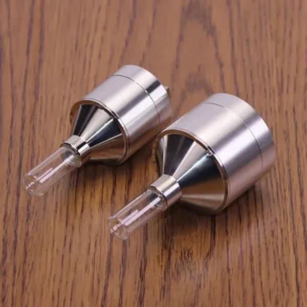 Grande diâmetro Metal moedor, moagem em pó, funil inferior com vidro, 46mm, tamanho pequeno, 43mm