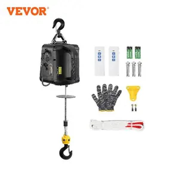 VEVOR-Guincho Elétrico com Controle Remoto Sem Fio, Guindaste Portátil, Armazém e Levantamento de Fábrica, 1100 lbs, 1500W