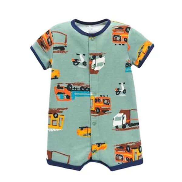 Macacão de manga curta para bebês meninos e meninas, 100% algodão, roupas recém-nascidas, macacões infantis, verão, 0-24M, 2023