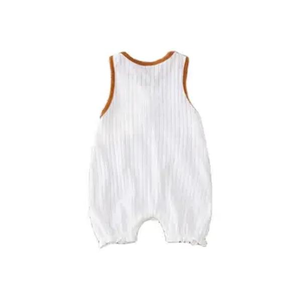 Macacão infantil do bebê recém-nascido Romper, Macacões Bordados Urso Sem Mangas, Roupa das Meninas da Criança, Roupa Sólida, Verão