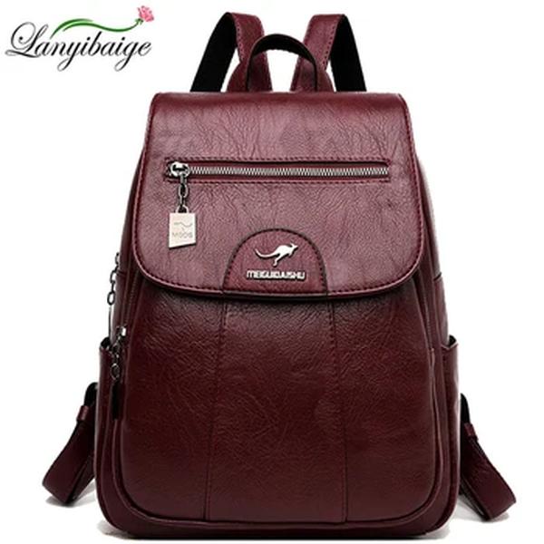 Mochilas de couro vintage para meninas, mochila escolar para senhoras, mochila de viagem feminina, mochila de alta qualidade, nova, 2023
