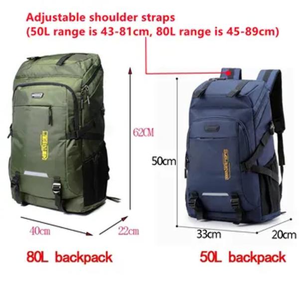 Mochila ao ar livre para homens e mulheres, mochila de viagem, esportes, camping, caminhadas, mochila escolar, mochila para homens e mulheres, 80L, 50L