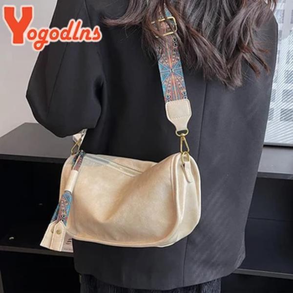 Yogodlns-Bolsa de ombro vintage para mulheres, couro PU, bolsa de travesseiro, estilo luxuoso, tiracolo, bolsa mensageiro senhora, bolsa feminina