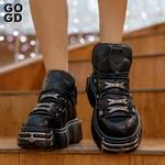 GOGD-Botas de plataforma feminina, sola grossa, gótica, estilo punk, botas de motocicleta, cosplay, estudante universitário, bombas, novo, Y2K