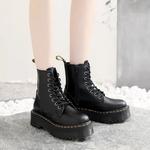 Botas de plataforma originais para mulheres e homens, sola grossa, tornozelo, sexy, fêmea, punk, sapatos de motocicleta, botas de combate, plus size, couro