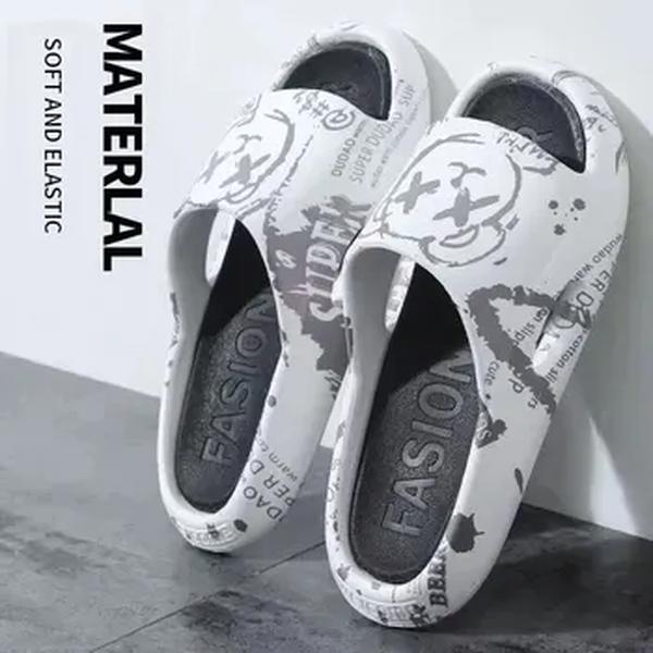 Chinelos antiderrapantes padrão de desenhos animados para homens e mulheres, ao ar livre, rua, praia, banheiro, casal, banheiro, verão