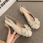 Elegante sandália feminina de salto médio, confortável sapato de escritório, fivela, novo verão, 2022