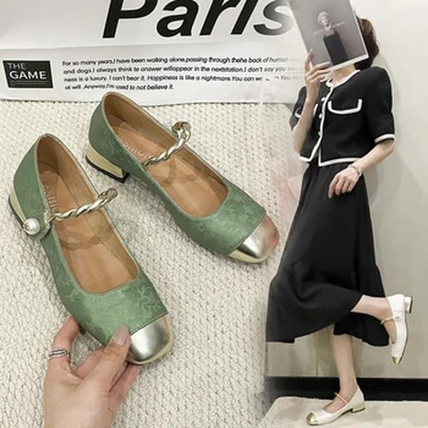 Sapatos elegantes de toe quadrado para mulheres, boca rasa, leve, salto médio, monocromático, elegante, venda quente, primavera