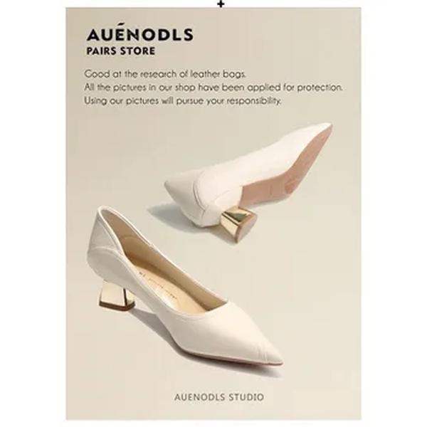 Sapatos de dedo apontado com salto médio para mulheres, salto de bloco, bege, estilo coreano, formal, sexy, primavera, mais recente, E, quadrado, primavera