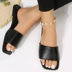 Sandálias slide de banda única minimalistas femininas, chinelos monocromáticos, sapatos baixos ao ar livre, dedo do pé aberto, verão, nova moda, 2023