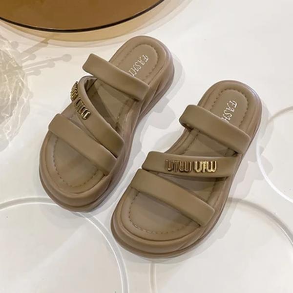 Sandálias antiderrapantes macias e confortáveis para mulheres, chinelos resistentes ao desgaste, sapatos de solas grossas planas, moda ao ar livre, novo