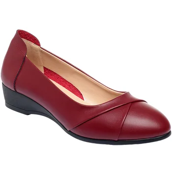 CINESSD-Sapatos baixos de couro genuíno para mulheres, fundo confortável, mocassins casuais, sapatos para mães, tamanho grande, 41, 42, 43, novo, outono, 2023