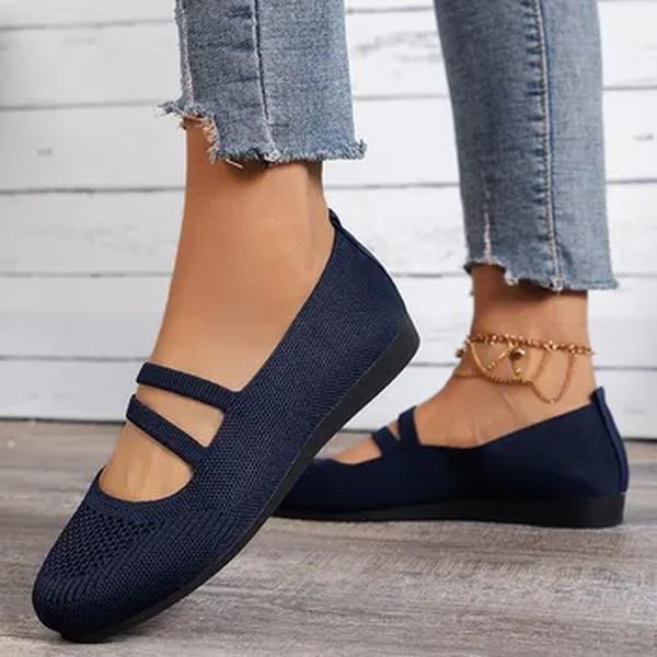 Sapato feminino de malha elástica, mocassins macios e respiráveis, slip-on leve, mocassins casuais para a mãe, verão, 2024