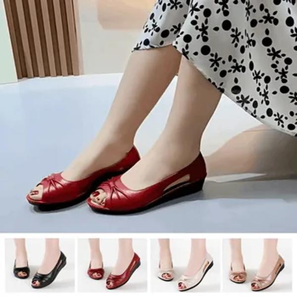 Sandálias rasas com boca rasa para mulheres de meia idade, sapatos casuais, moda para mães, novo, verão